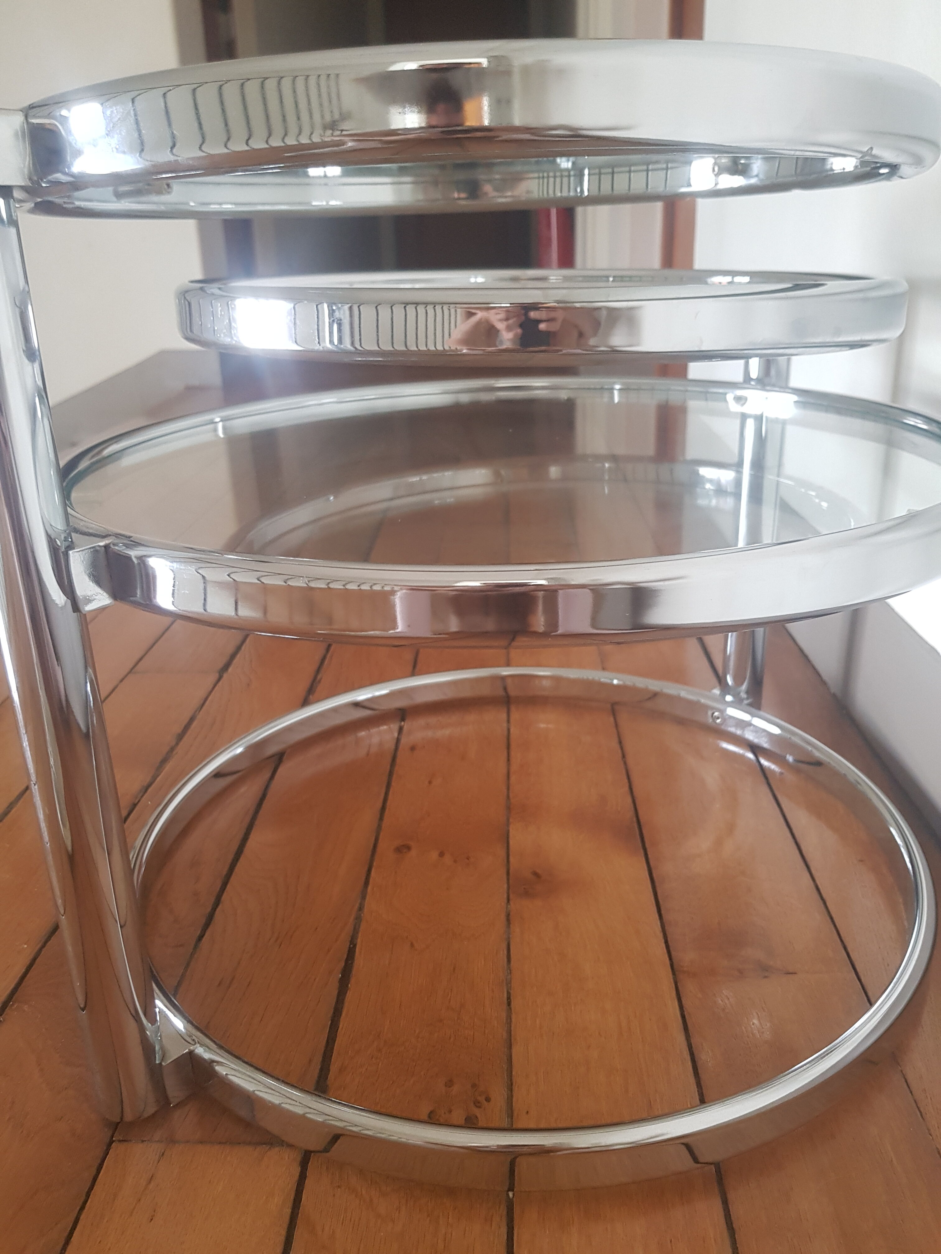 Glass and chrome coffee table