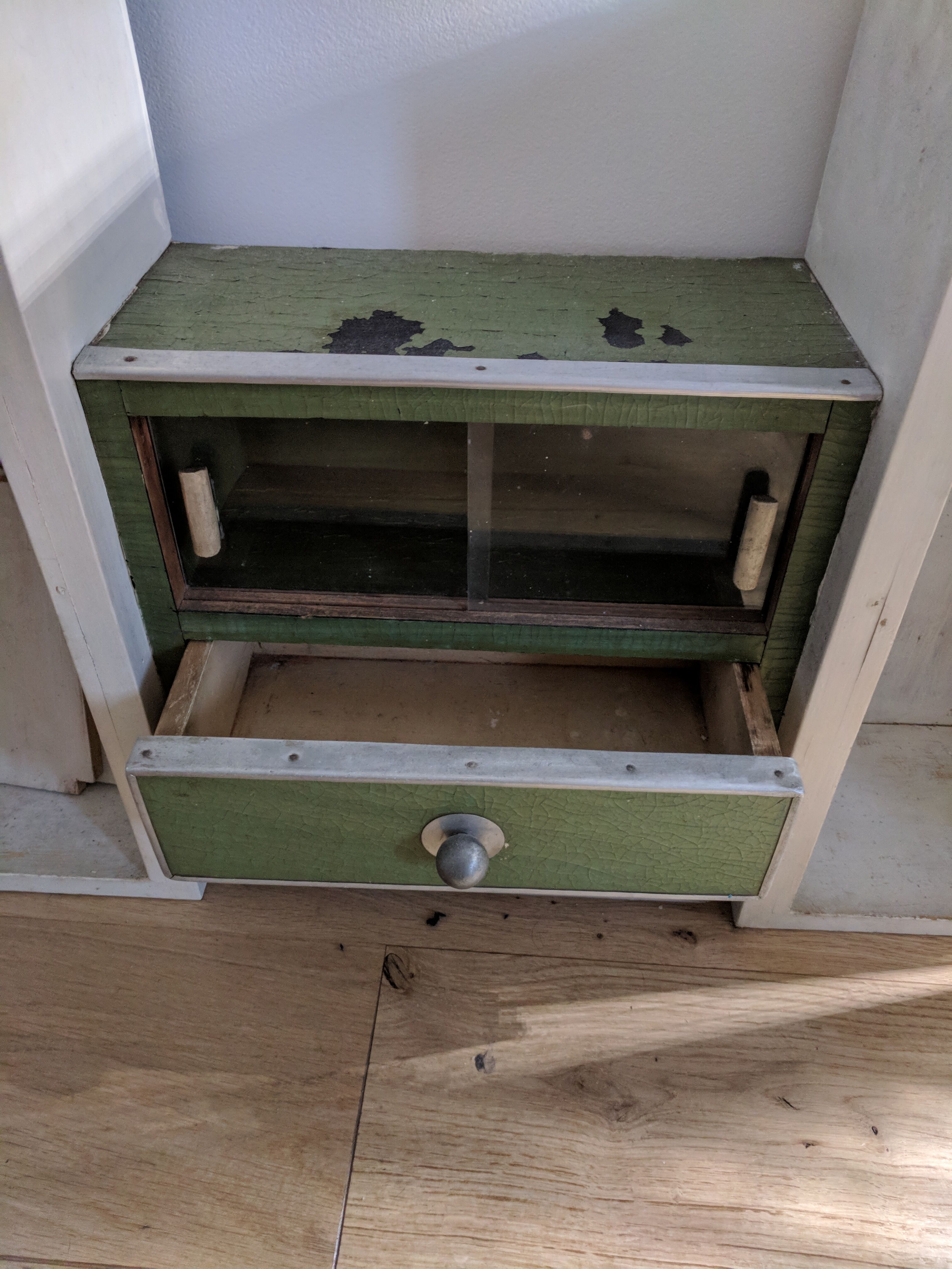 Vintage 50s in wood and steel Cabinet