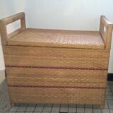 Coffre banc en rotin vintage