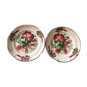 Lot of 2 old plates 19th century hand-painted Islettes