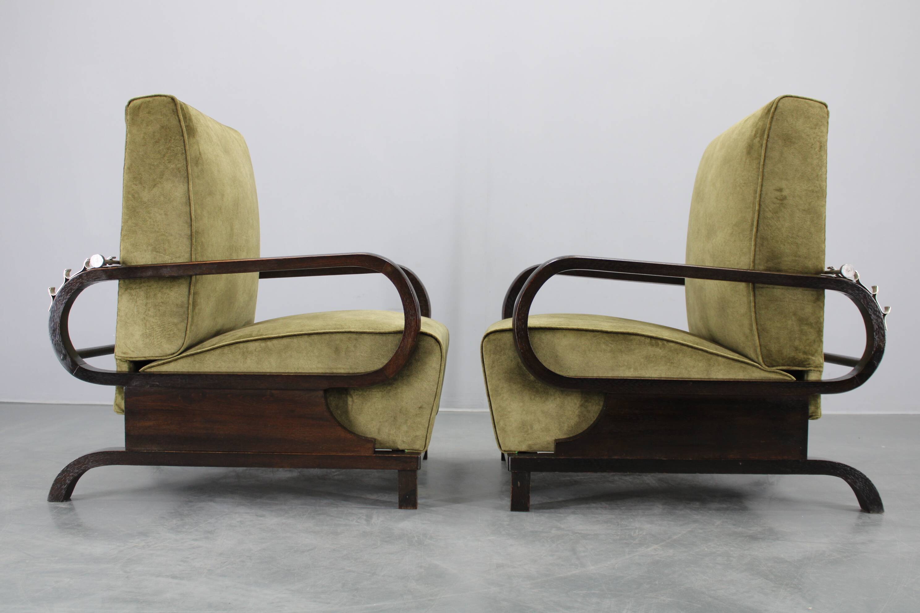 1930s rare restored adjustable Art Deco armchairs, Czechoslovakia