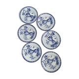 Set of six dessert plates HB Choisy le Roi Japanese model
