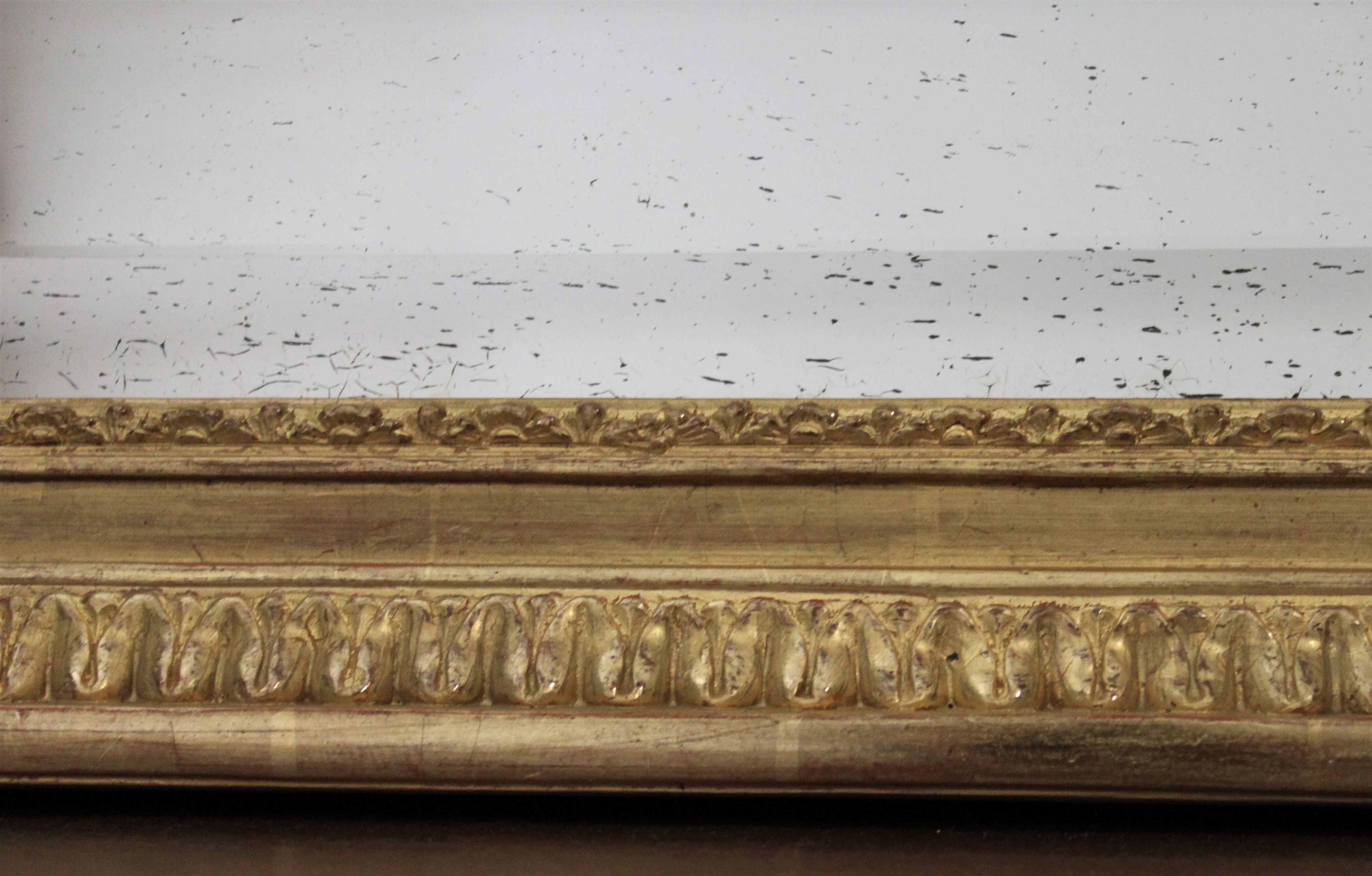 Golden gold leaf XIX mirror with an ancient bevelled ice cream 77x131cm