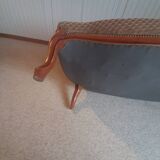 2-seater Louis XV style sofa - arched legs - Art Deco patterned velvet fabric - Beige