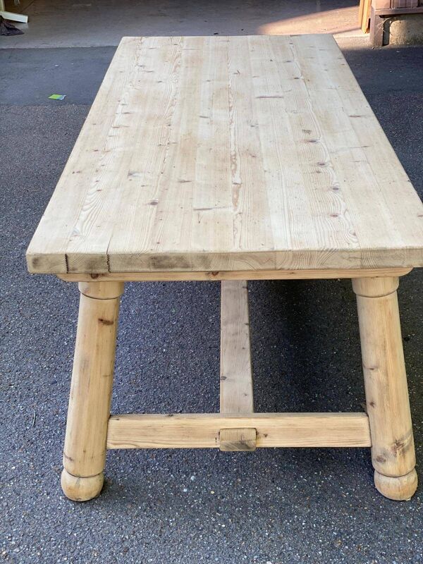 Table de ferme Georges Robert 1960 rénovée en bois massif brut 200cm