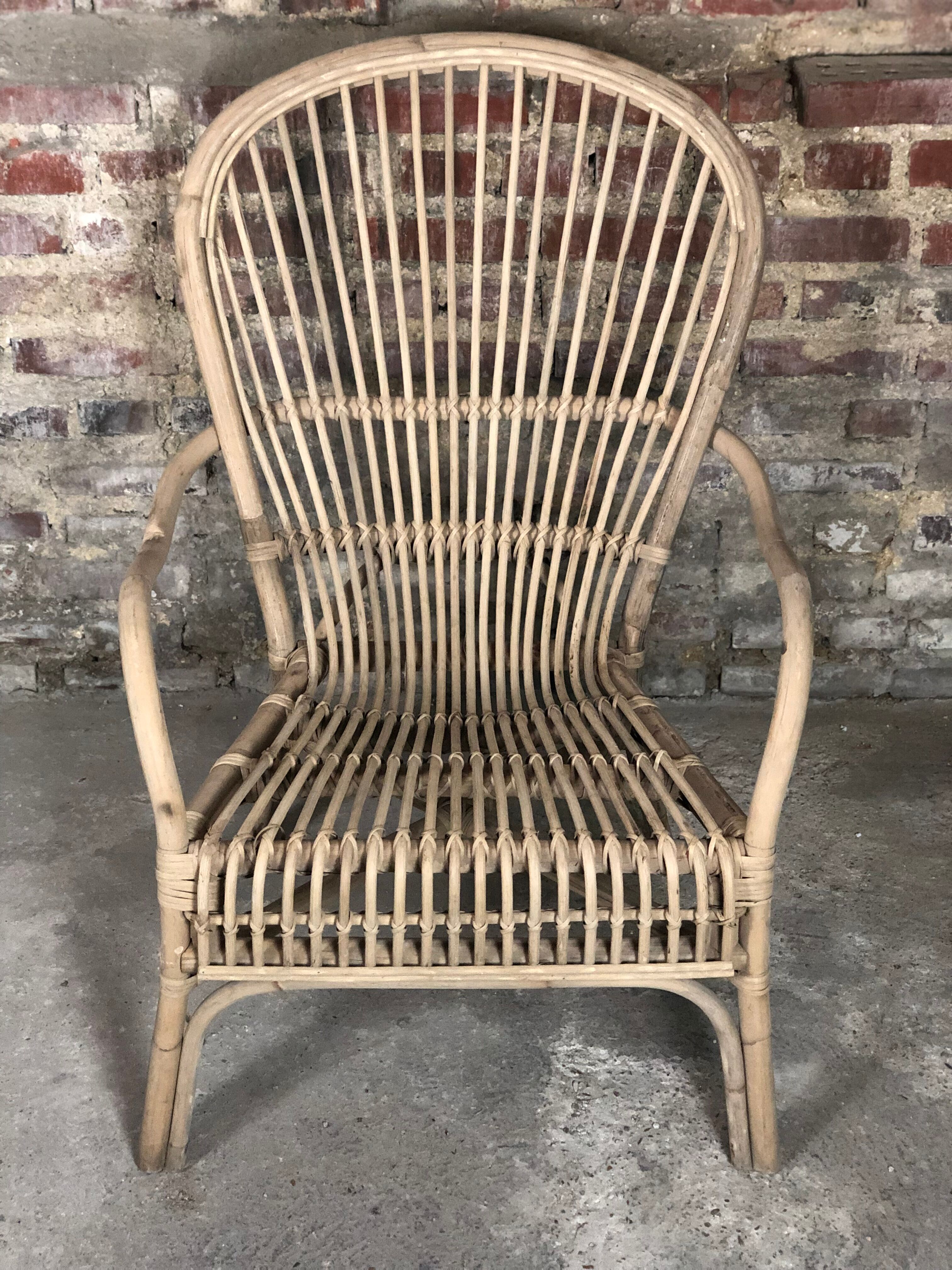 Fauteuil en rotin vintage