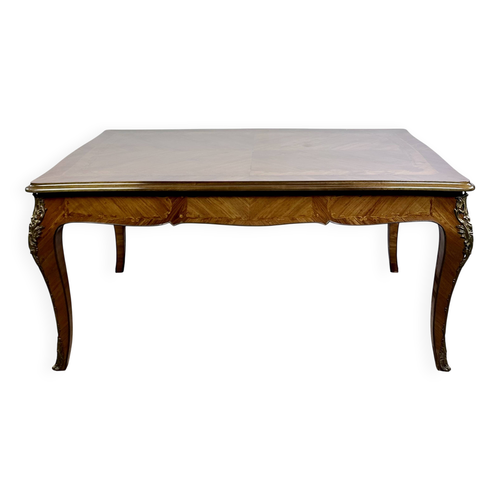 Table de style Louis XV à allonges en marqueterie et bronze 1940's ...
