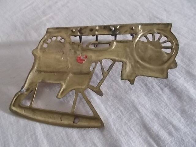 Tea towel holder or brass wall key holder in jalopy shape
