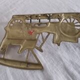 Tea towel holder or brass wall key holder in jalopy shape