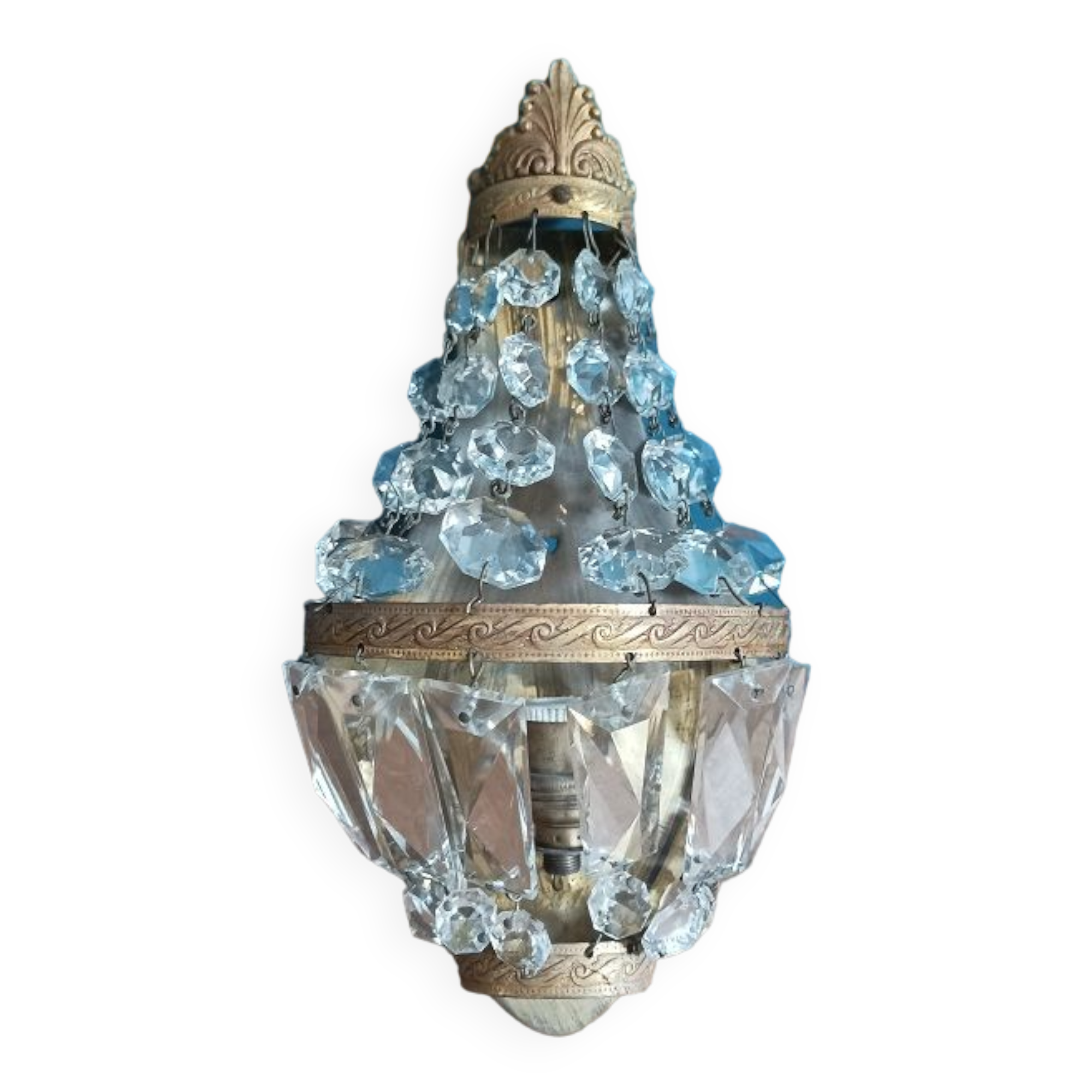 Hot air balloon wall lamp tassel crystal molded brass base dp 0523058