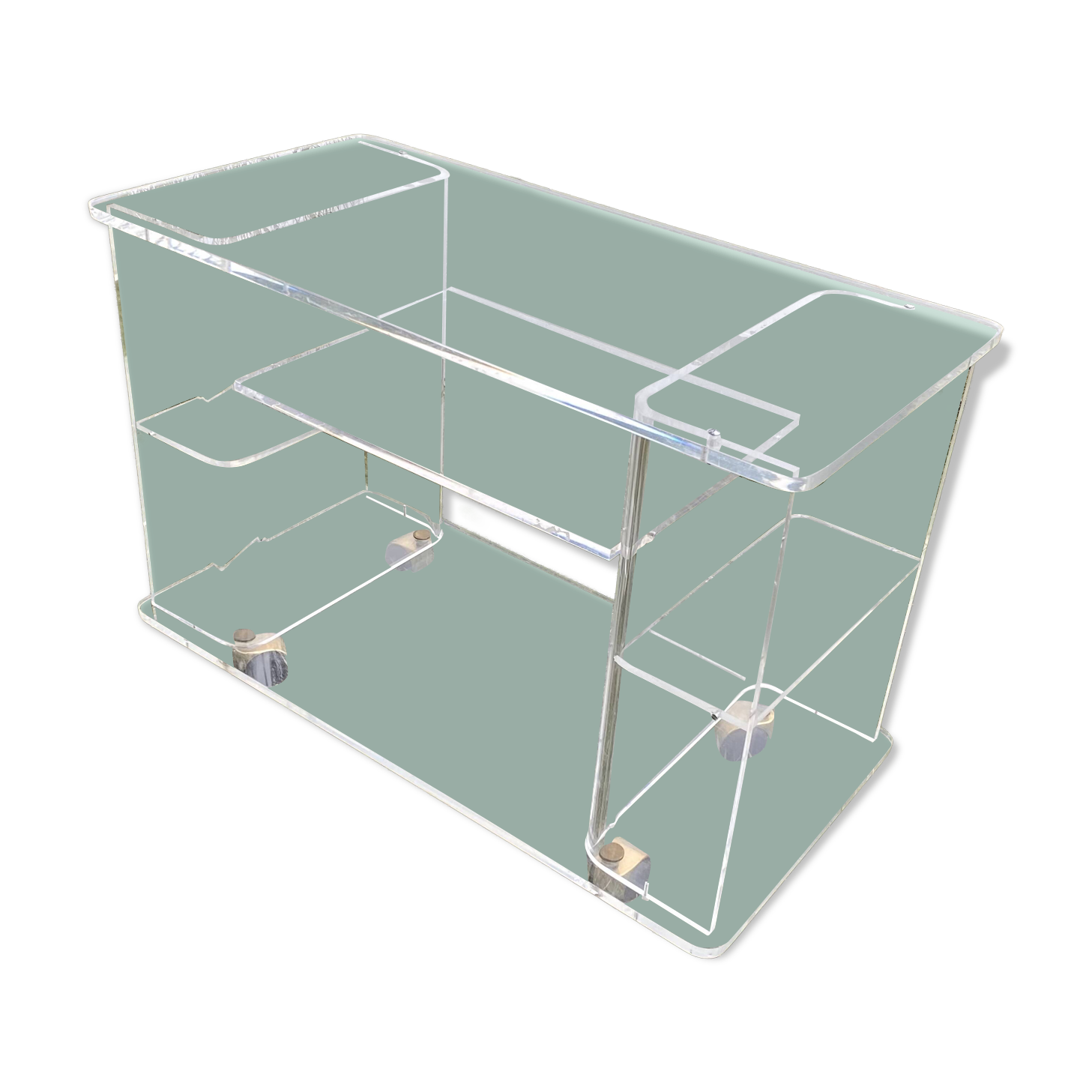 Vintage 1970s Plexiglas rolling serving table