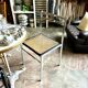 Chair in chrome metal, black wood and canework