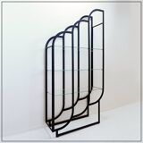 Black Bookcase - Metal and glass - 20th
