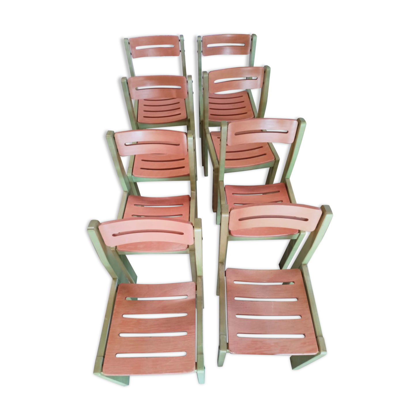 Set of 8 vintage 80s school chairs/ office