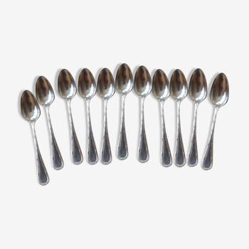 Series of 11 small silver metal spoons