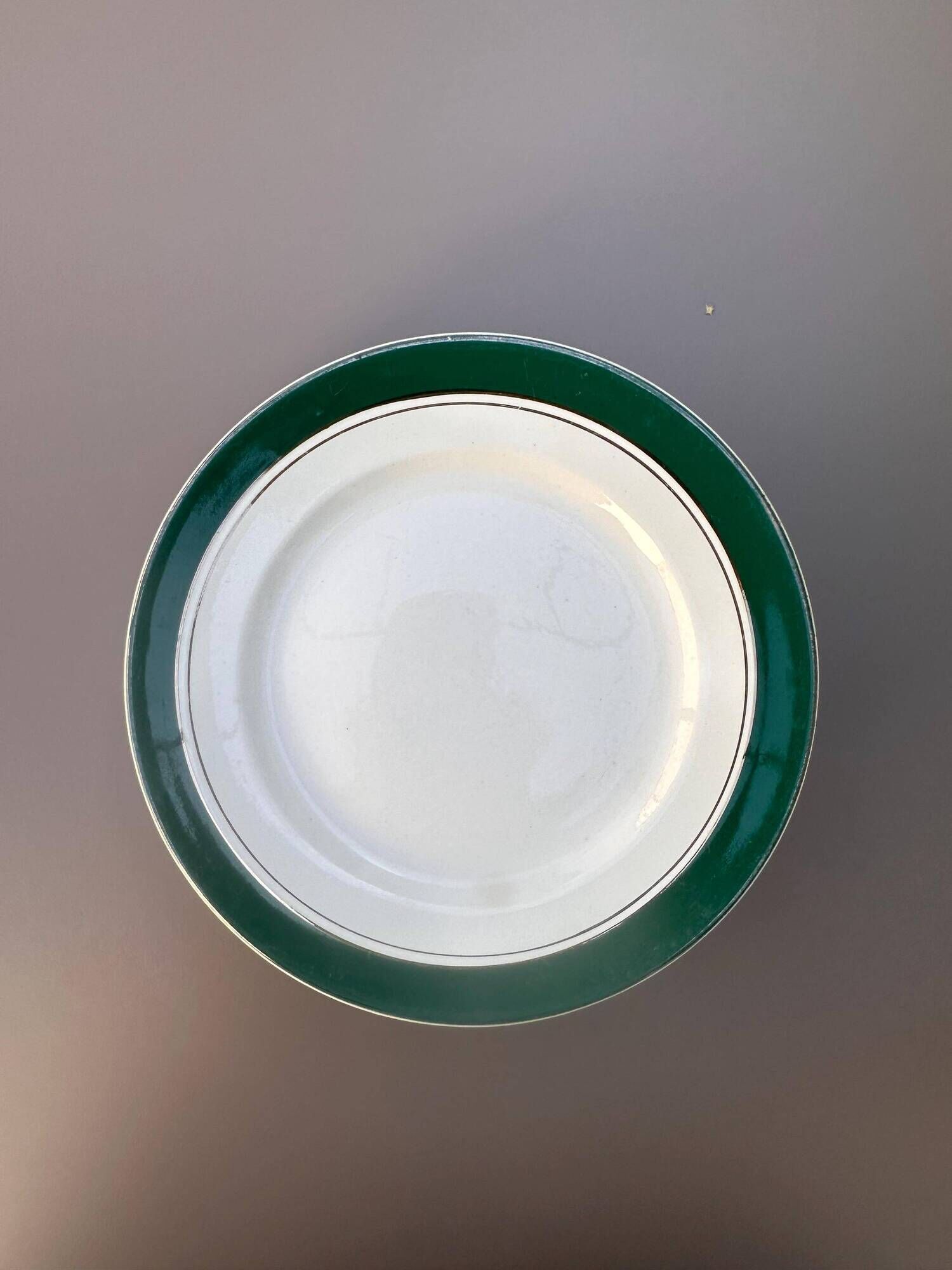 Dessert plates earthenware Digoin Sarreguemines Savoie green/gold, set of 9