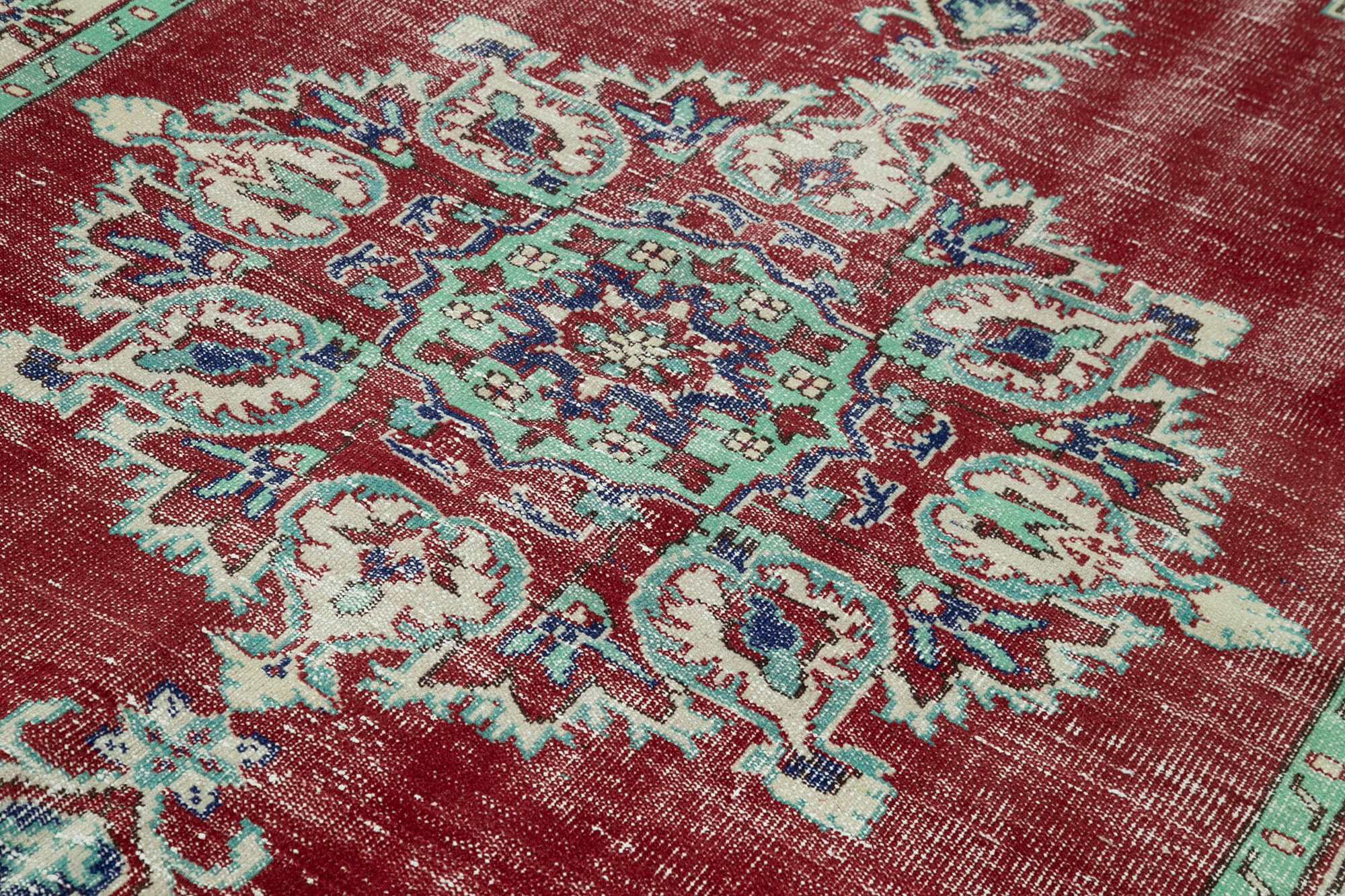 Turkish hand-knotted rustic 1970s beige carpet 190 cm x 291 cm