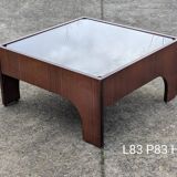 Table basse vintage en palissandre & verre par Claudio Salocchi, modèle "Oriolo"