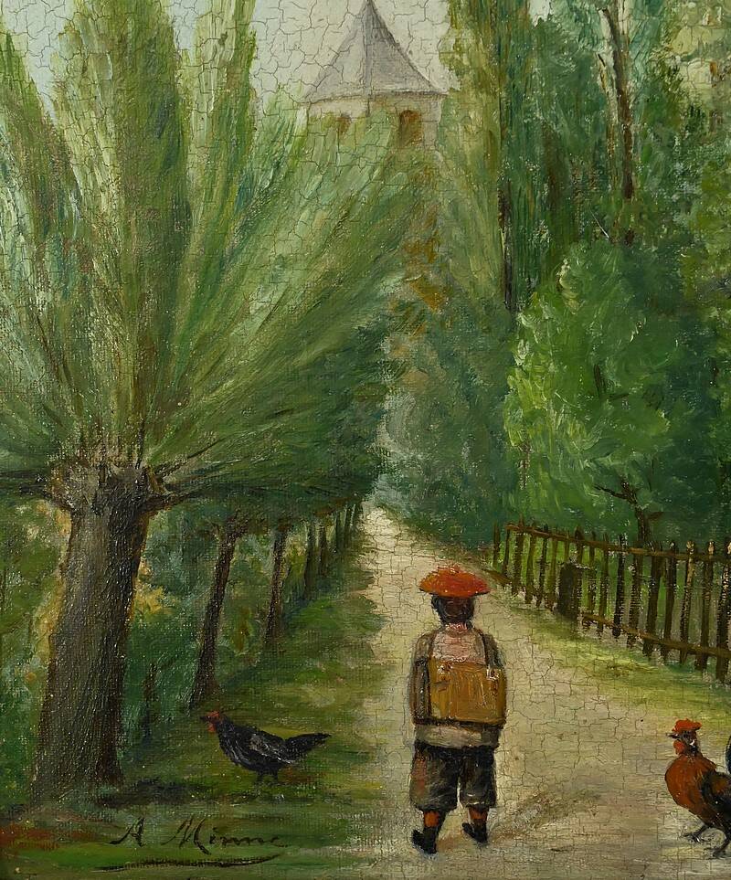 Pair of “Country Scenes” Paintings, signed A. Minne – Late 19th century