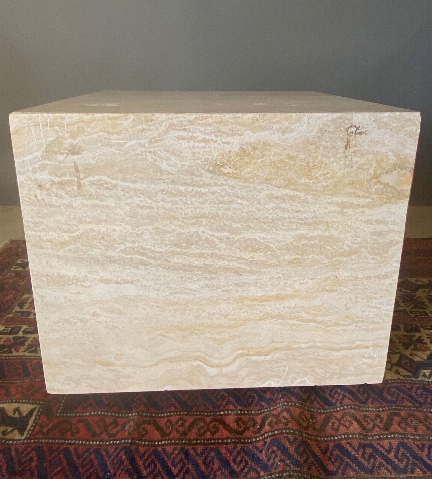 Base table shape square 1970 travertine on wheels french work