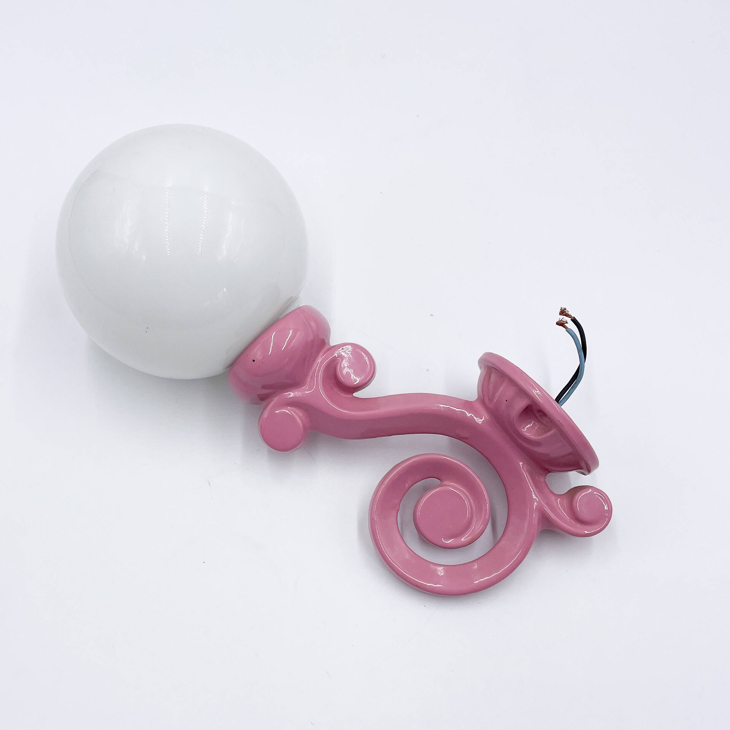 Pink cast iron wall light from the 70s/80s