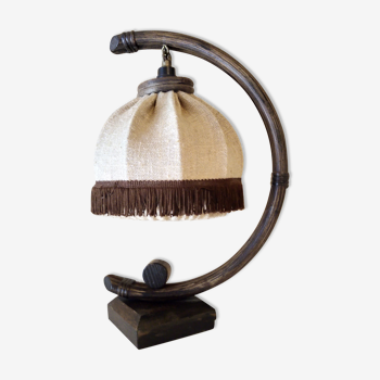 Lampe arc en rotin vintage