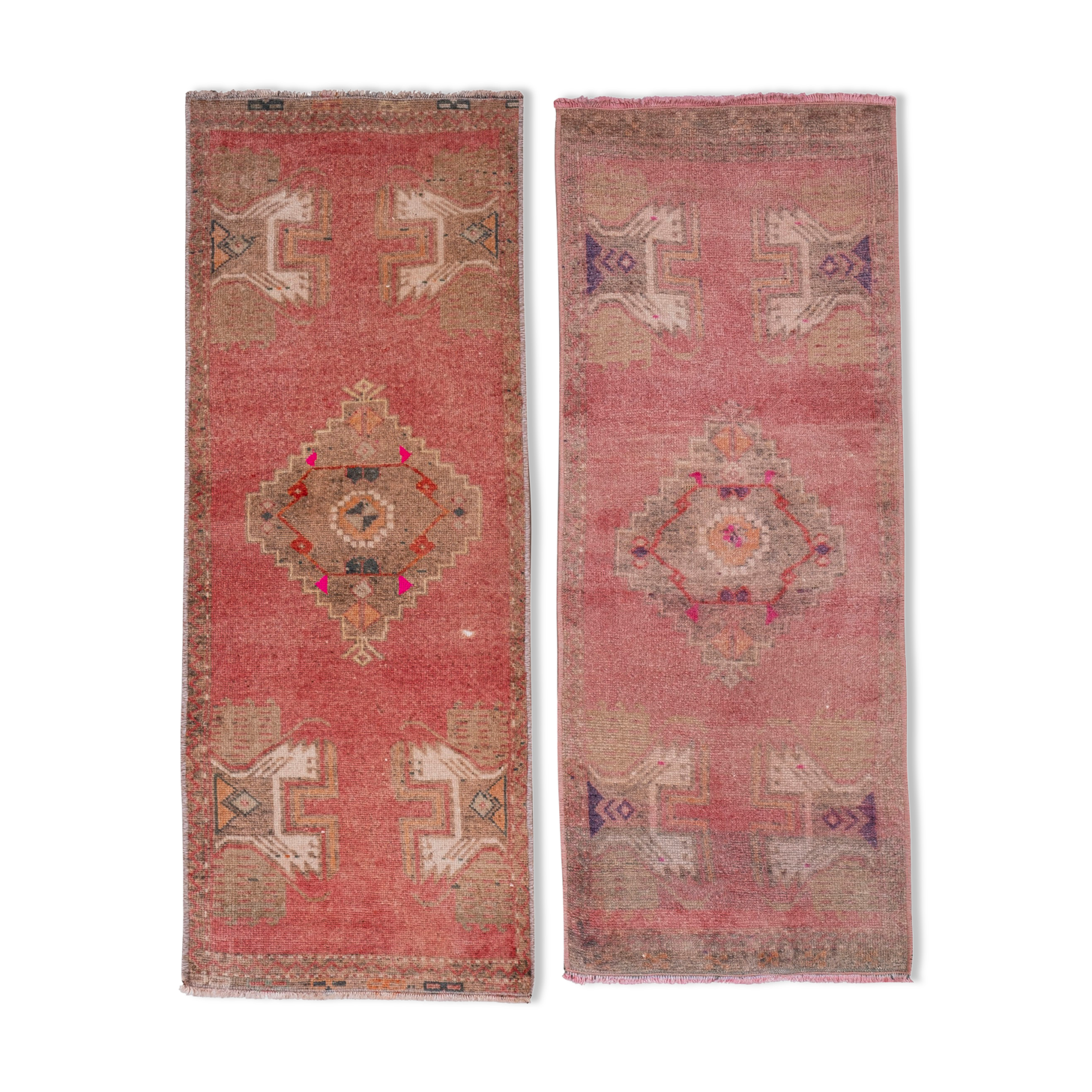 Distressed Turkish Rugs, 1970s, Set of 2 45 x 112 - 45 x 115 cm
