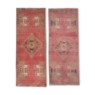 Distressed Turkish Rugs, 1970s, Set of 2 45 x 112 - 45 x 115 cm