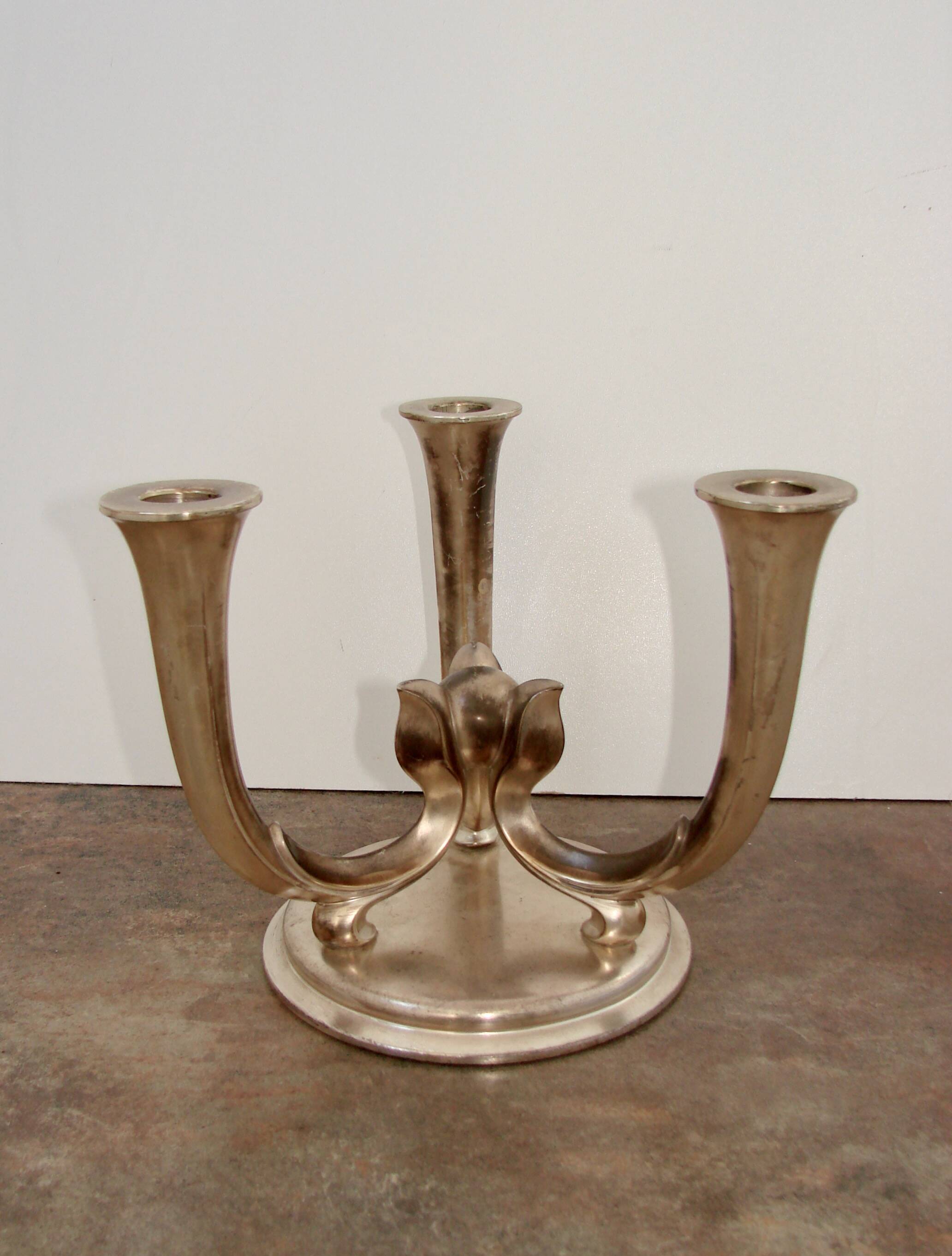MF Germany 1940s Art Deco candlestick | Silver-plated brass |