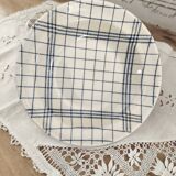 Set of 6 Gien France soup plates with blue checkered tea towel decoration