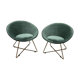 Pair of armchairs seated green velvet shell