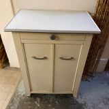 Low sideboard from the 40s/50s in enameled sheet metal with 2 doors and drawer