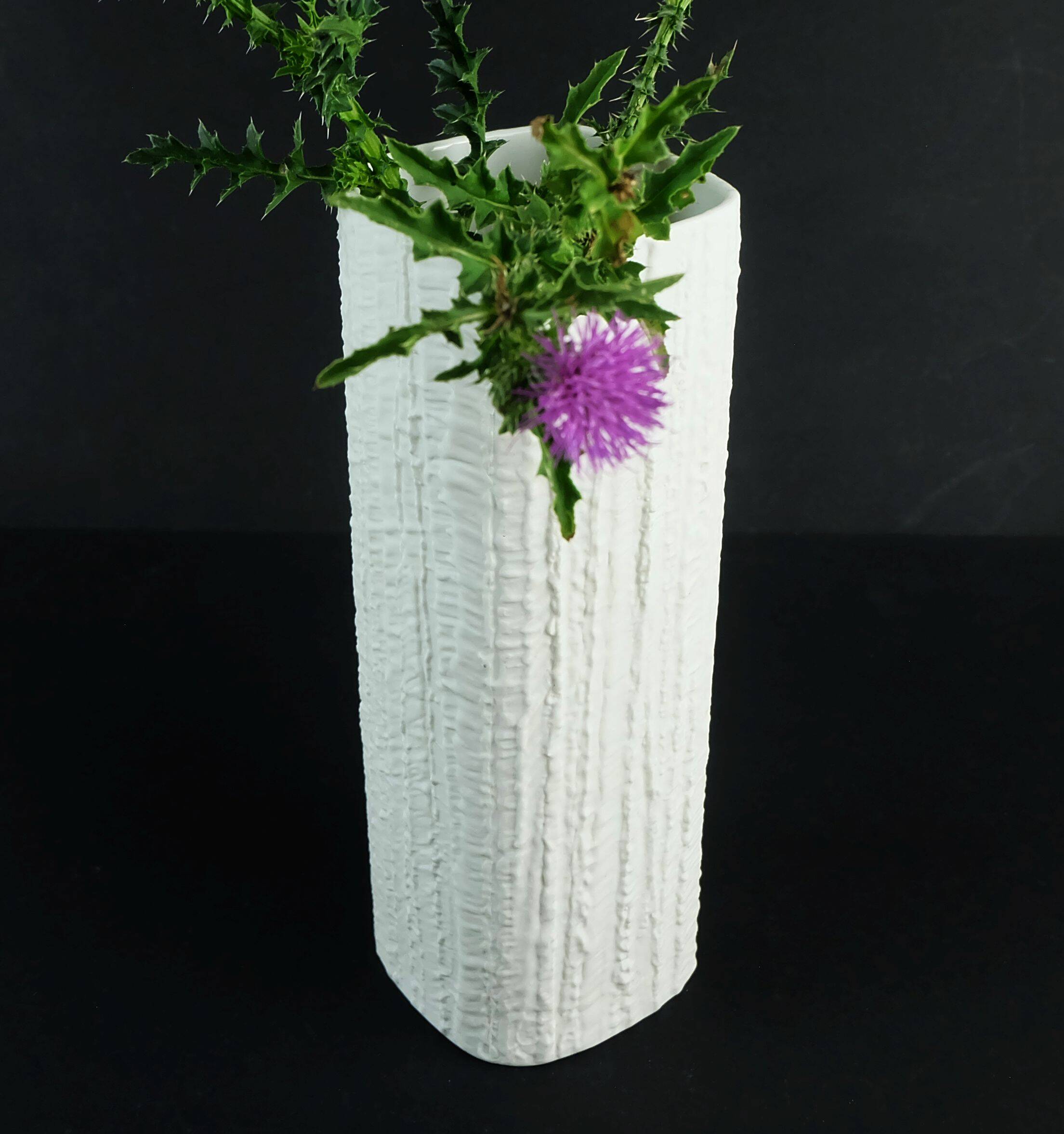 white VASE thomas porcelain decor arcta matte glaze relief structure 1960s