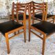 Set of 4 scandinavian chairs in blond teak and black skai 60s