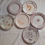 Suite of 6 retro vintage dessert plates