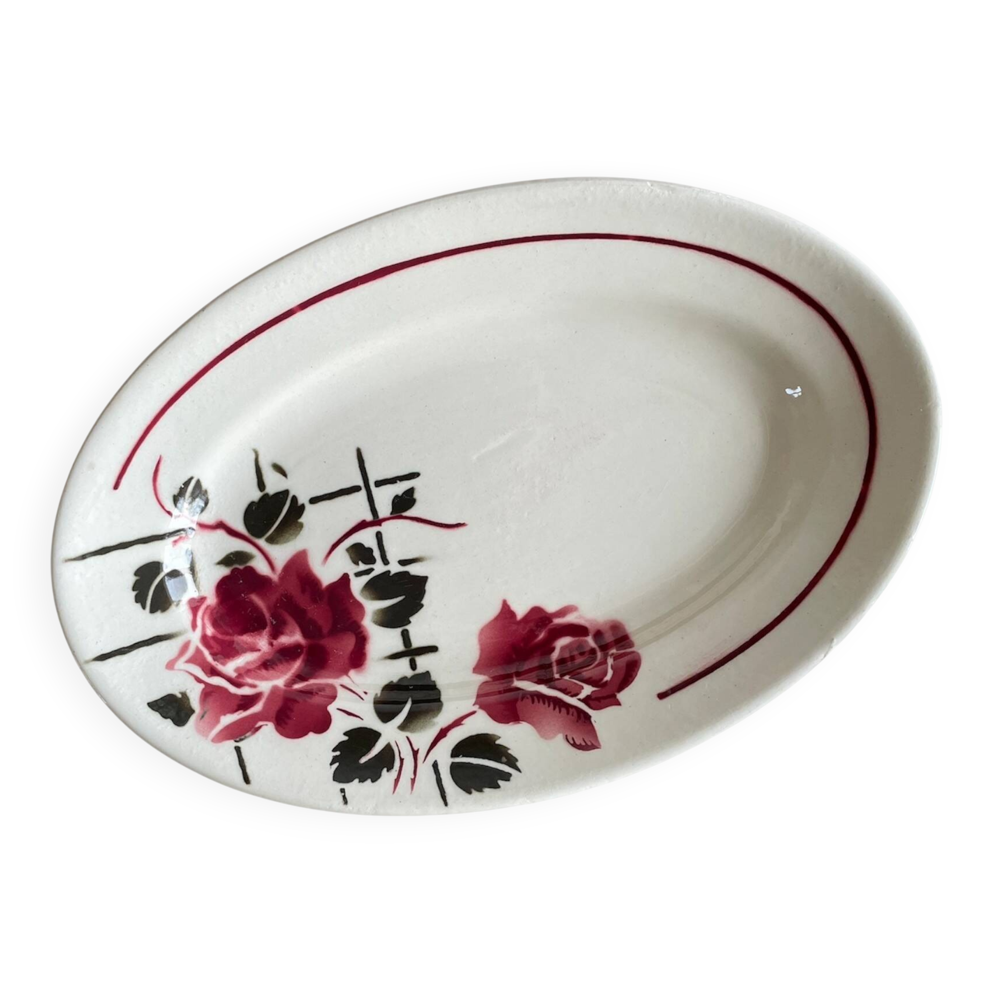 Antique butter dish in Badonviller earthenware.