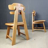 Vintage dutch brutalist oak dining chairs, 1960s