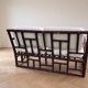 Two-seater sofa set and small lacquered violet rattan table.