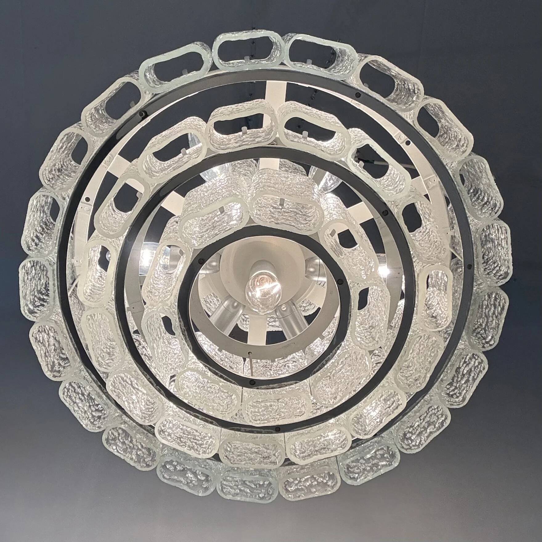 Mid-century design Doria Leuchten glass chandelier, 1970s