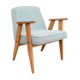 Fauteuil restauré vintage, années 60, conçu par J.Chierowski, tissu vert