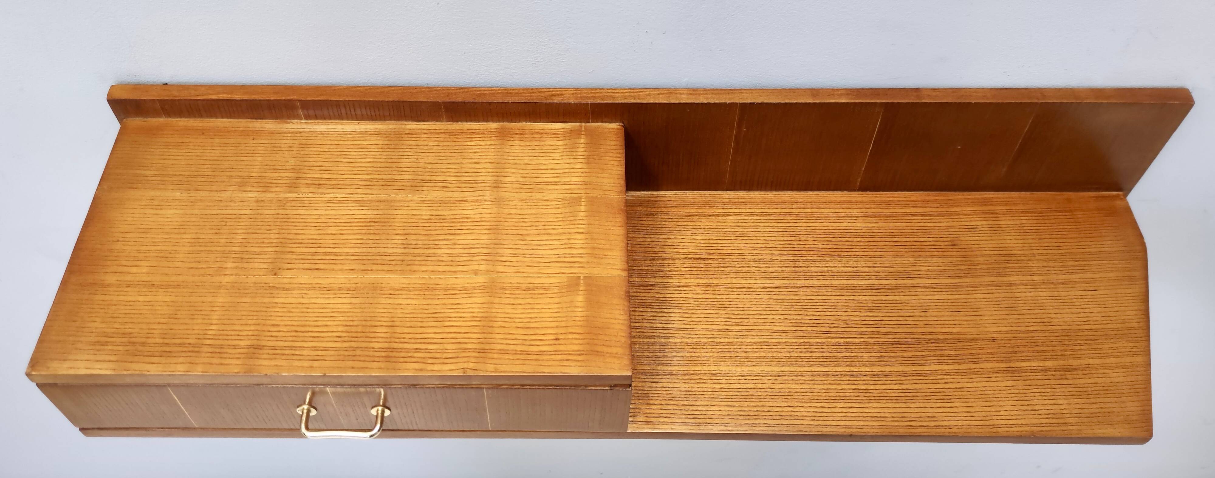 Beech and Durmast Wall-Mounted Console Table, Italy