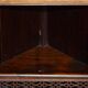 Buffet d'angle italien antique vers 1880 en bois dur avec incrustation de buis et miroir
