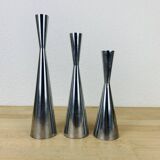 3 aluminum diabolo candle holders