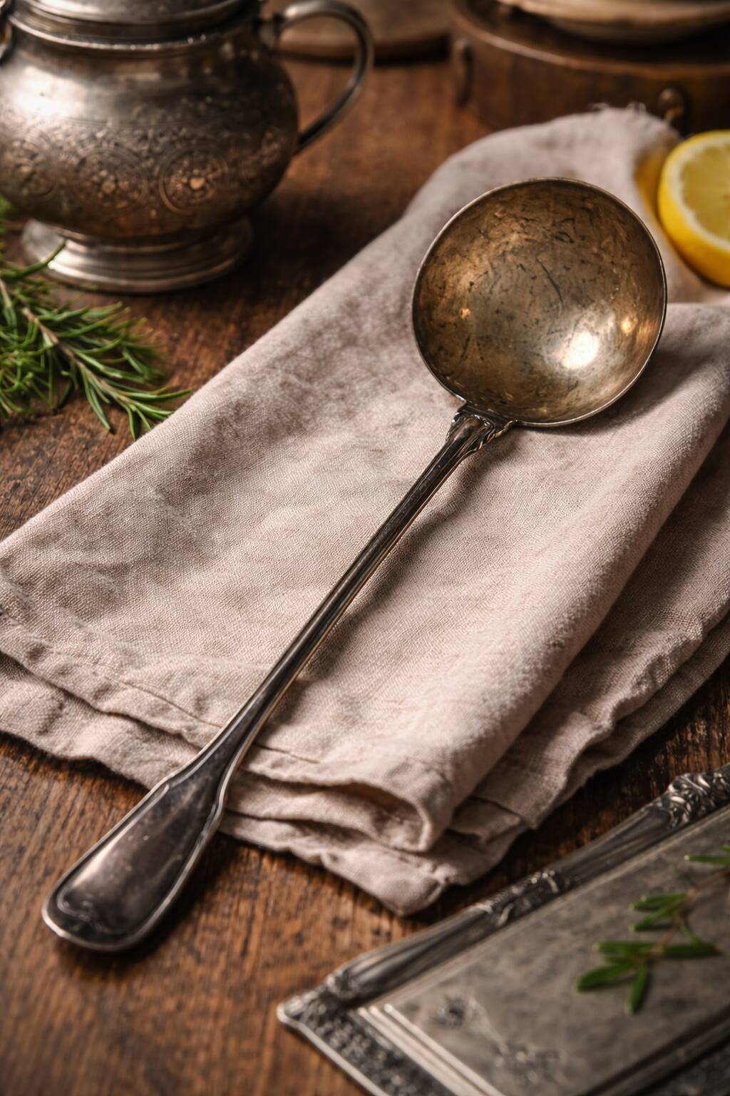 Louche antique silver-plated estimated date 18th century.