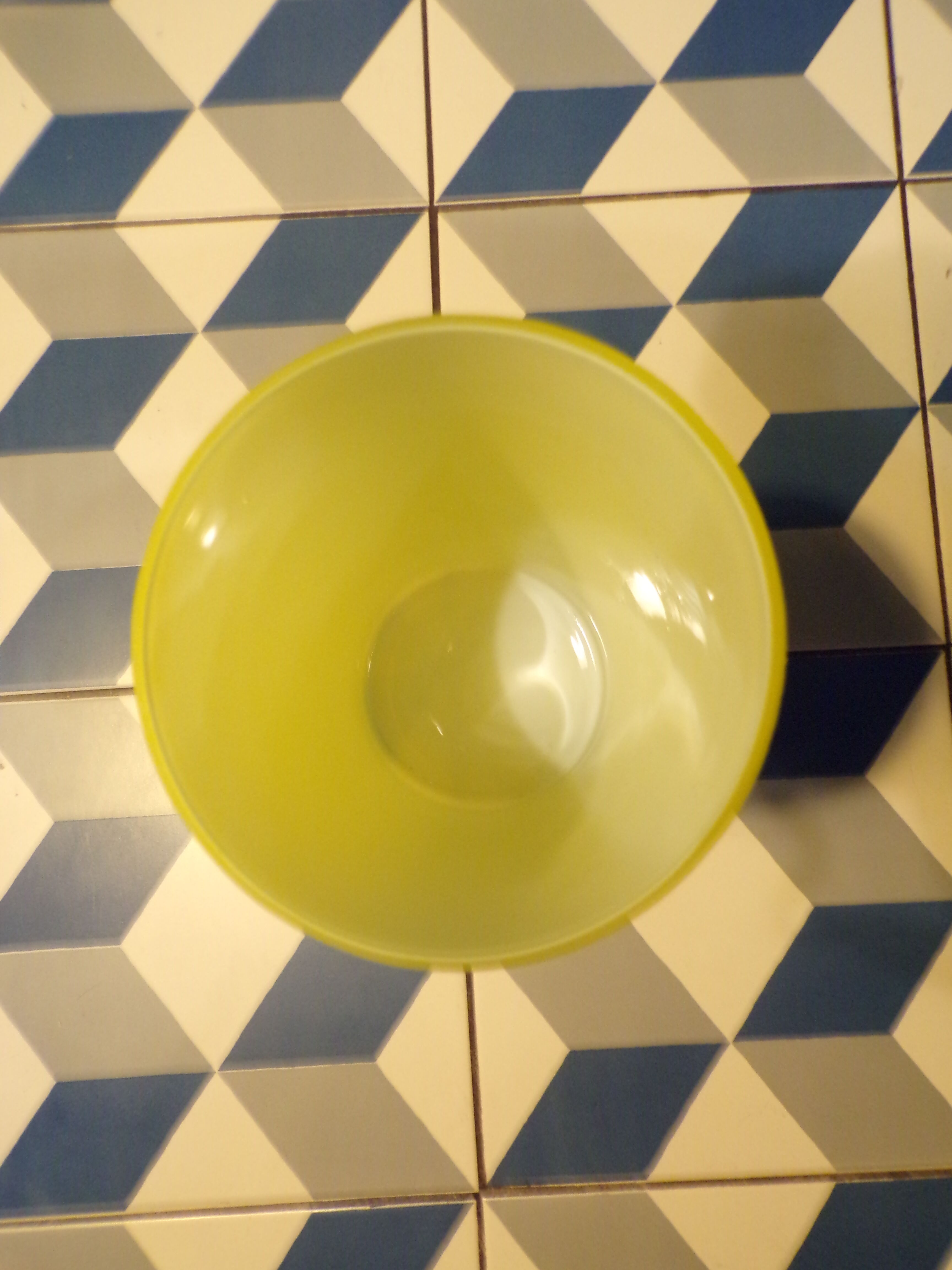 Vintage opaline roll vase yellow