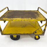 Vintage industrial coffee or side table on wheels