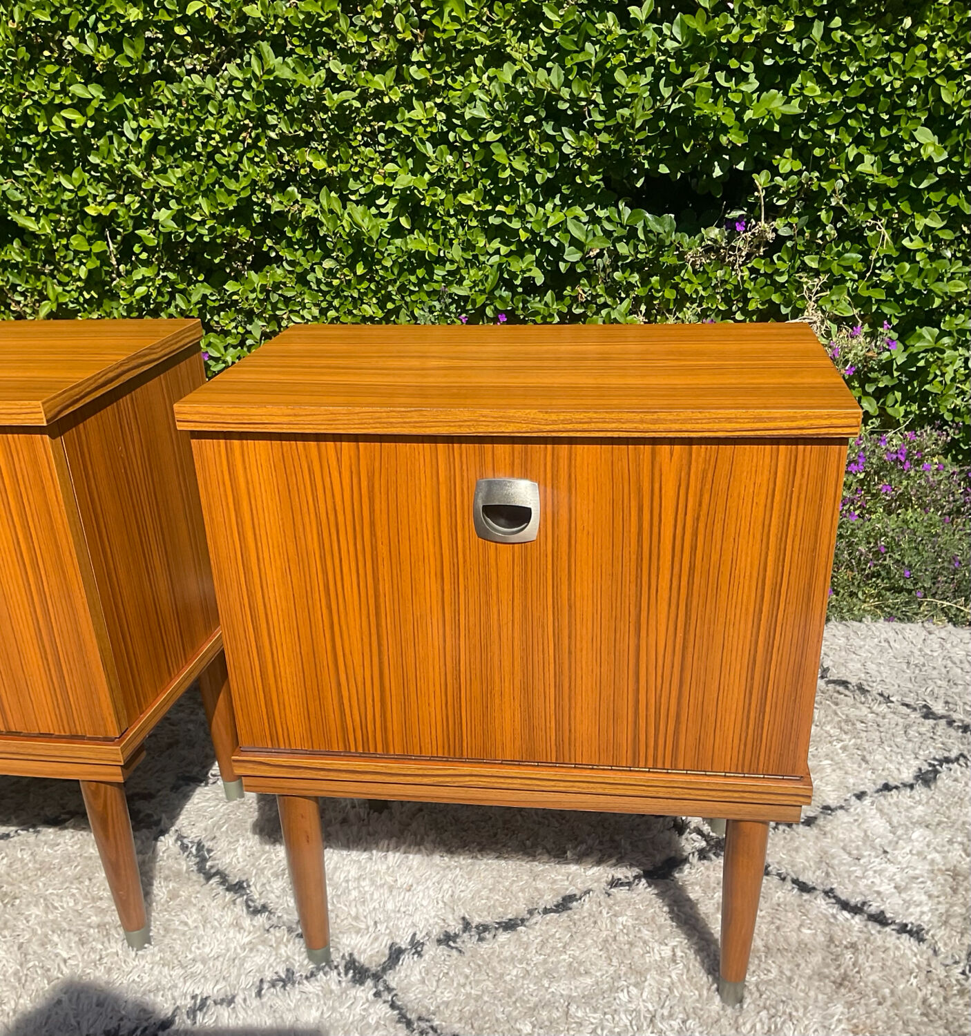 Vintage teak bedside tables from the 1970s.