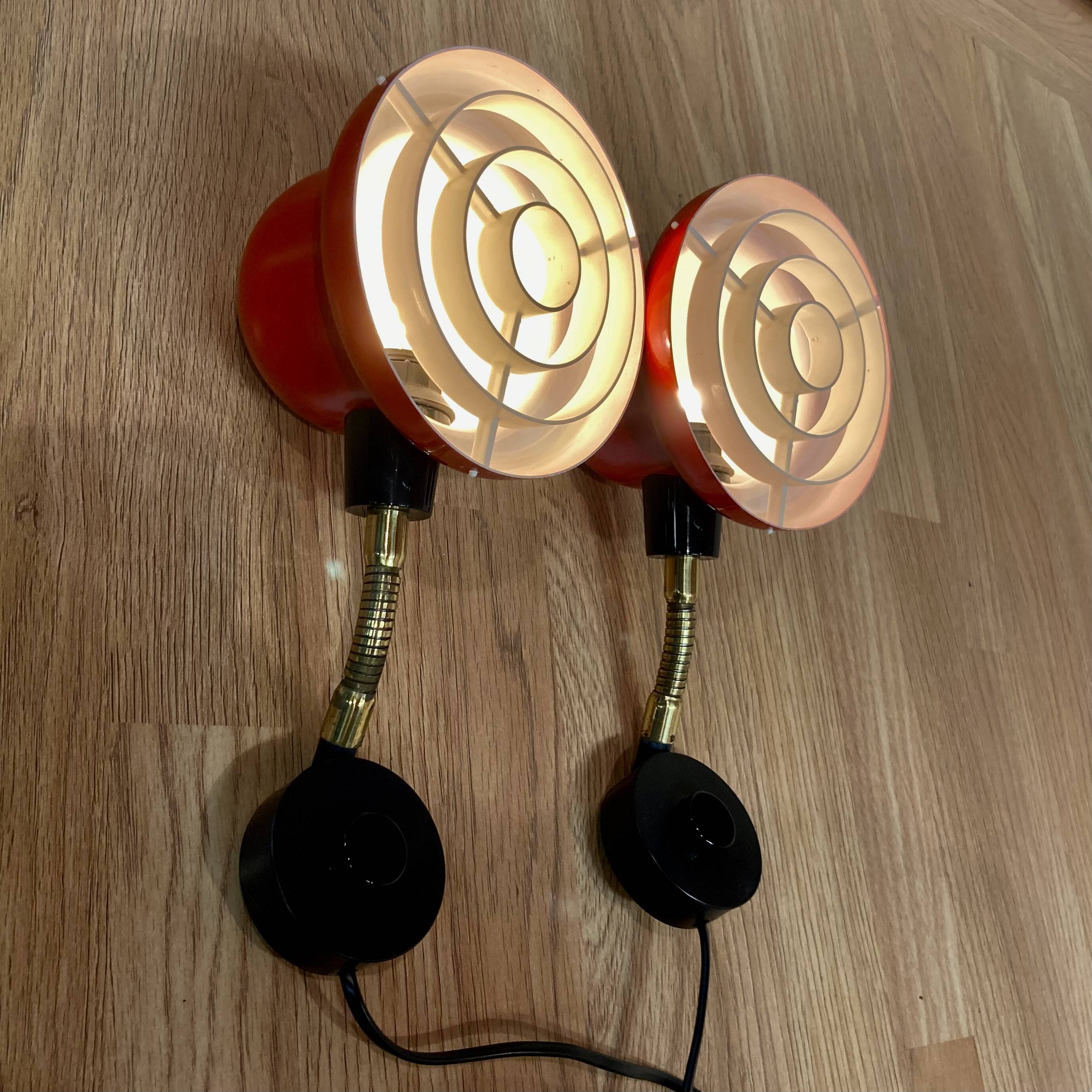 Pair of modular wall lights Scandinavian design 1950.