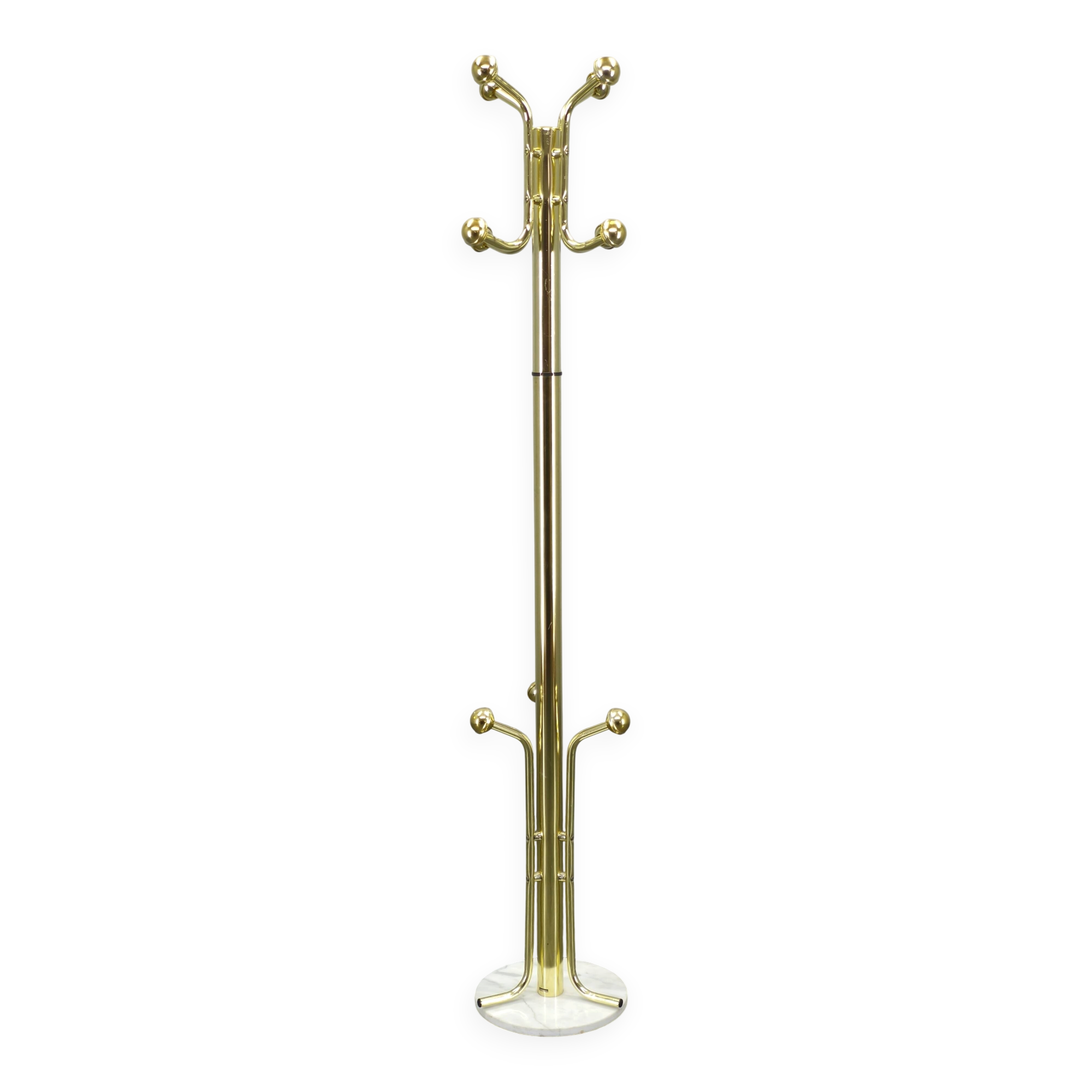 Italian Brass-Plated Coat Rack with Marble Base, 1970s
