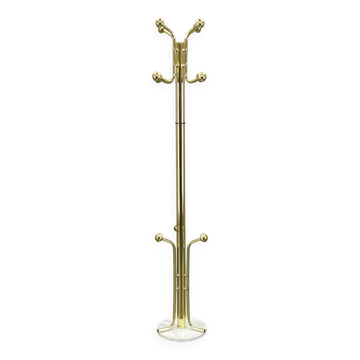 Italian Brass-Plated Coat Rack with Marble Base, 1970s